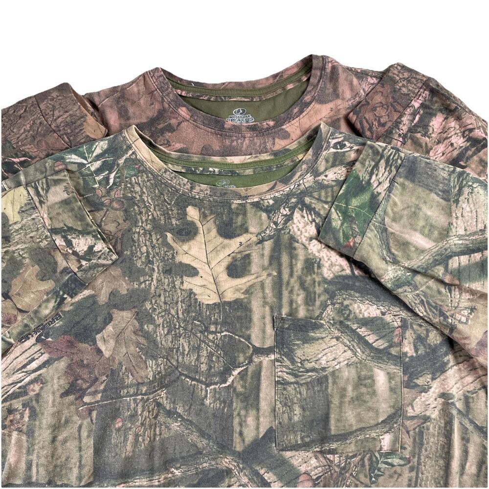 Lot of 2 Y2K Mossy Oak Break Up Camo Long Sleeve T-Shirt Men's XL Cotton AOP